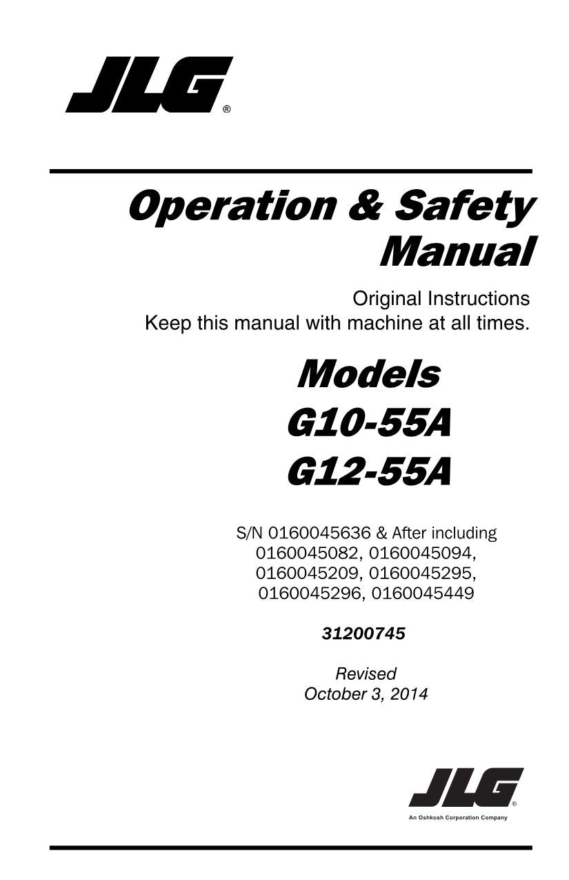 Manual del operador de mantenimiento y operación del manipulador telescópico JLG G10-55A G12-55A 31200745
