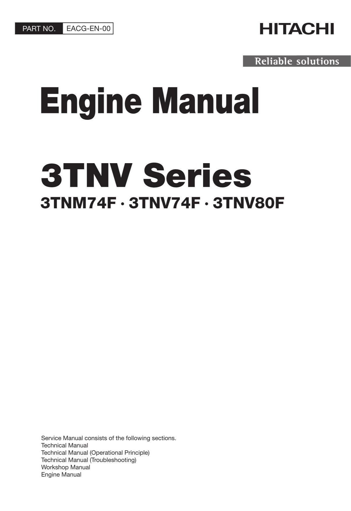 Hitachi YANMAR 3TNM74F 3TNV74F 3TNV80F Engine Service manual