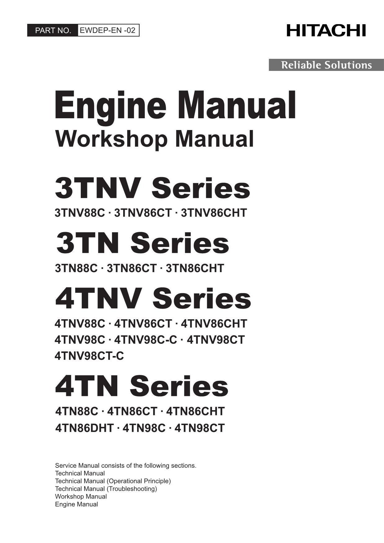 Hitachi Yanmar 3TNV86CHT 3TN88C Workshop Service Repair Manual with Schemes