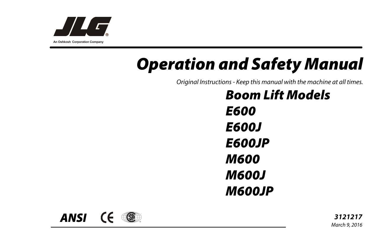 Manual del operador de plataformas elevadoras JLG E600 E600J E600JP M600 M600J M600JP 3121217