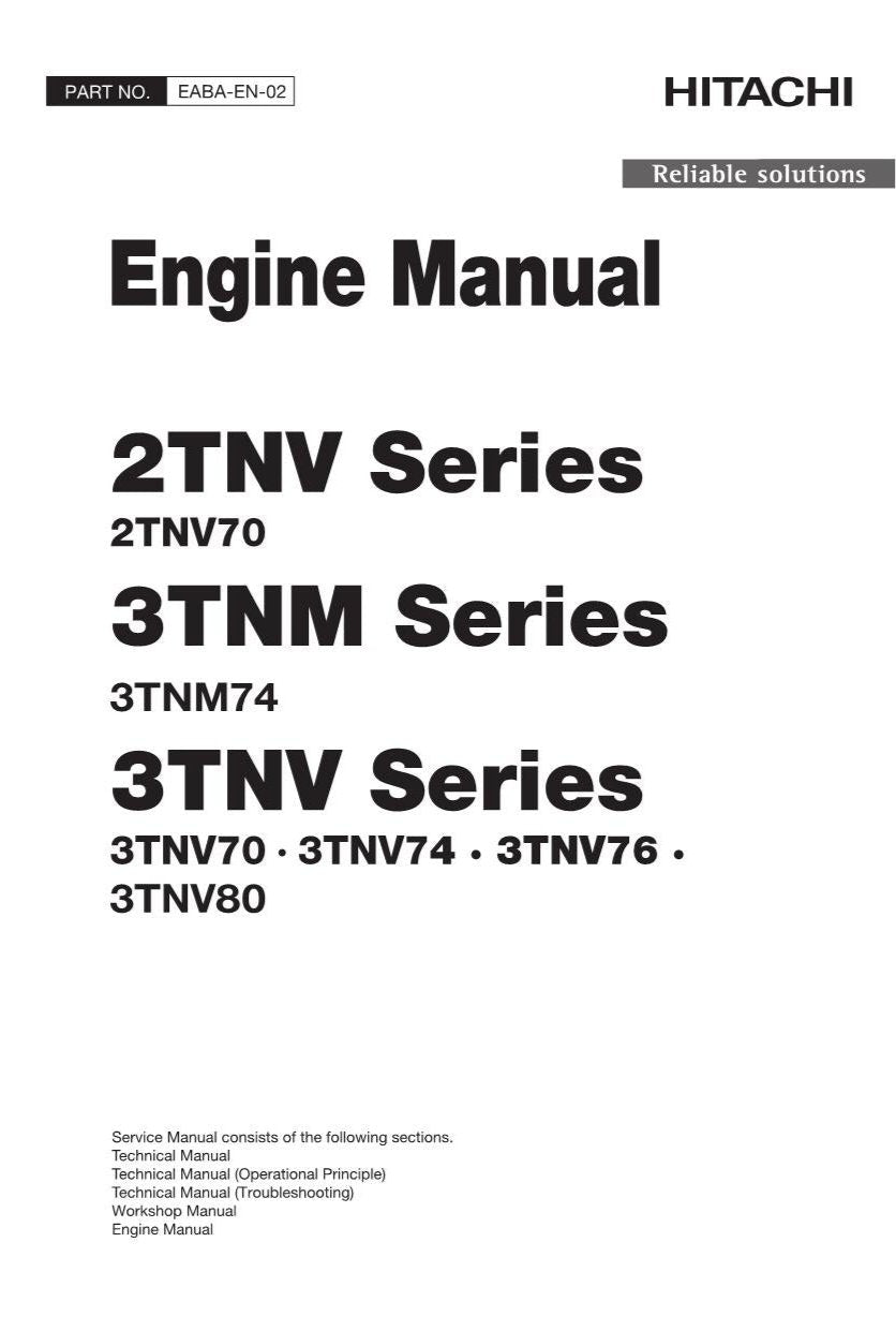 Hitachi YANMAR 2TNV70 3TNM74 3TNV70 3TNV74 3TNV76 3TNV8 Engine Service manual