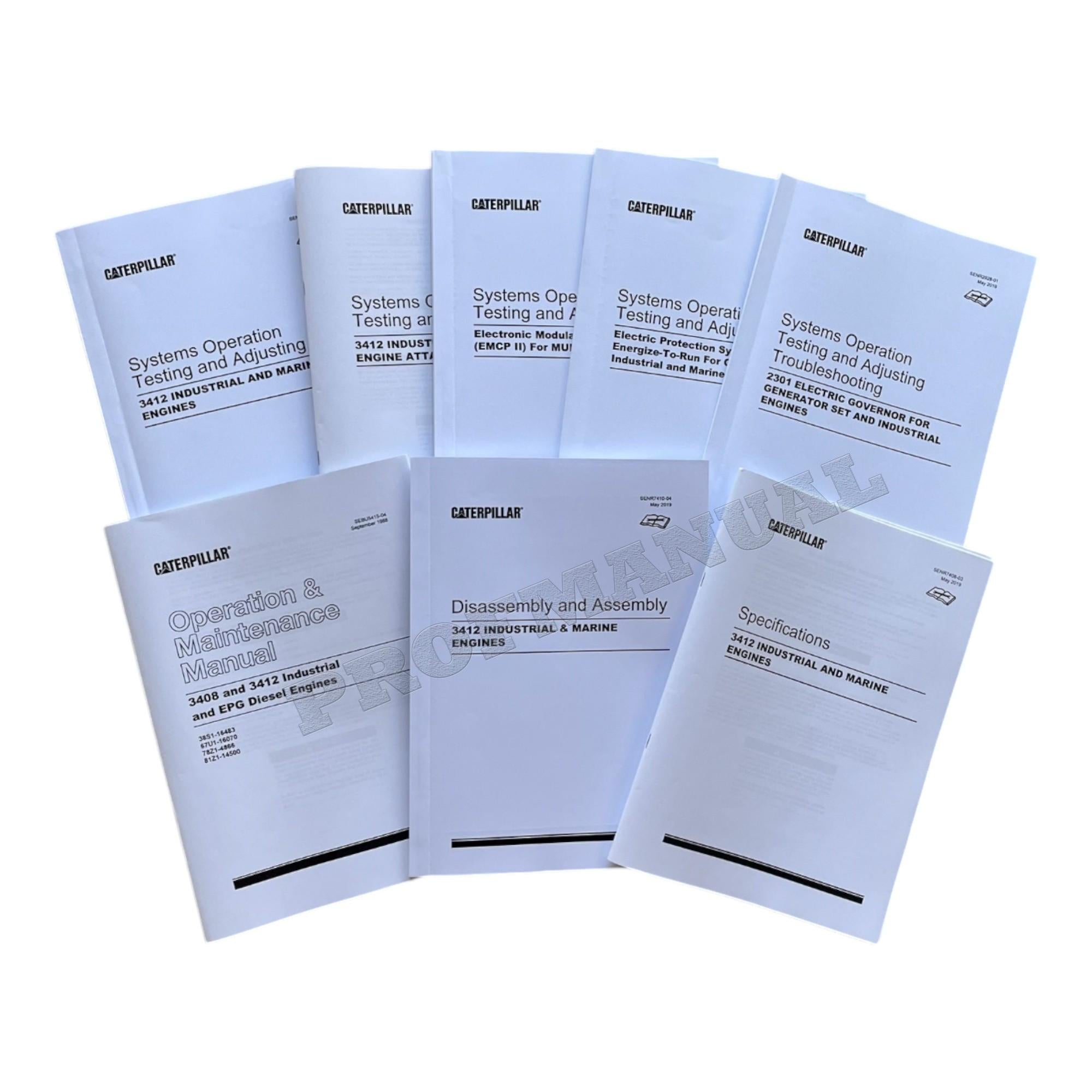 Caterpillar 3412 Industrial Marine Engine Service Manual SN 38S1-UP *Send serial number