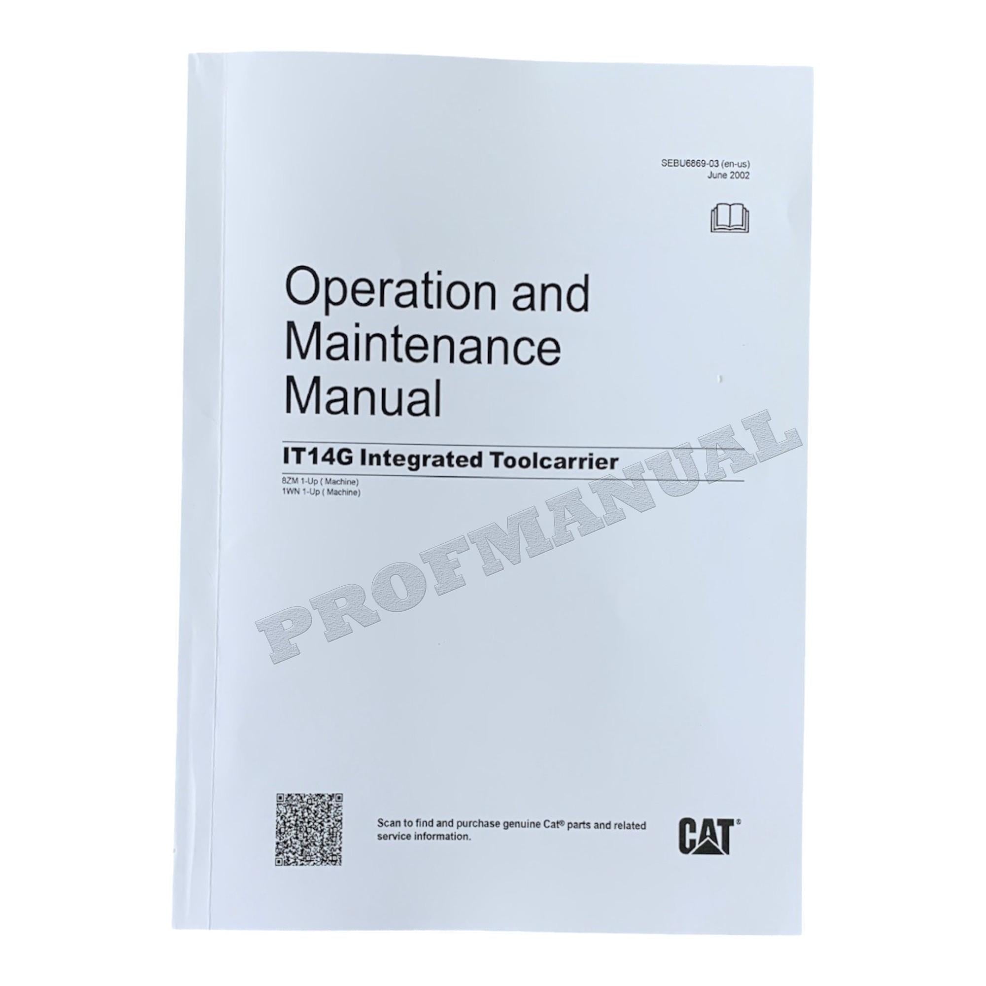 Manual de mantenimiento del operador del portaherramientas integrado IT14G de Caterpillar