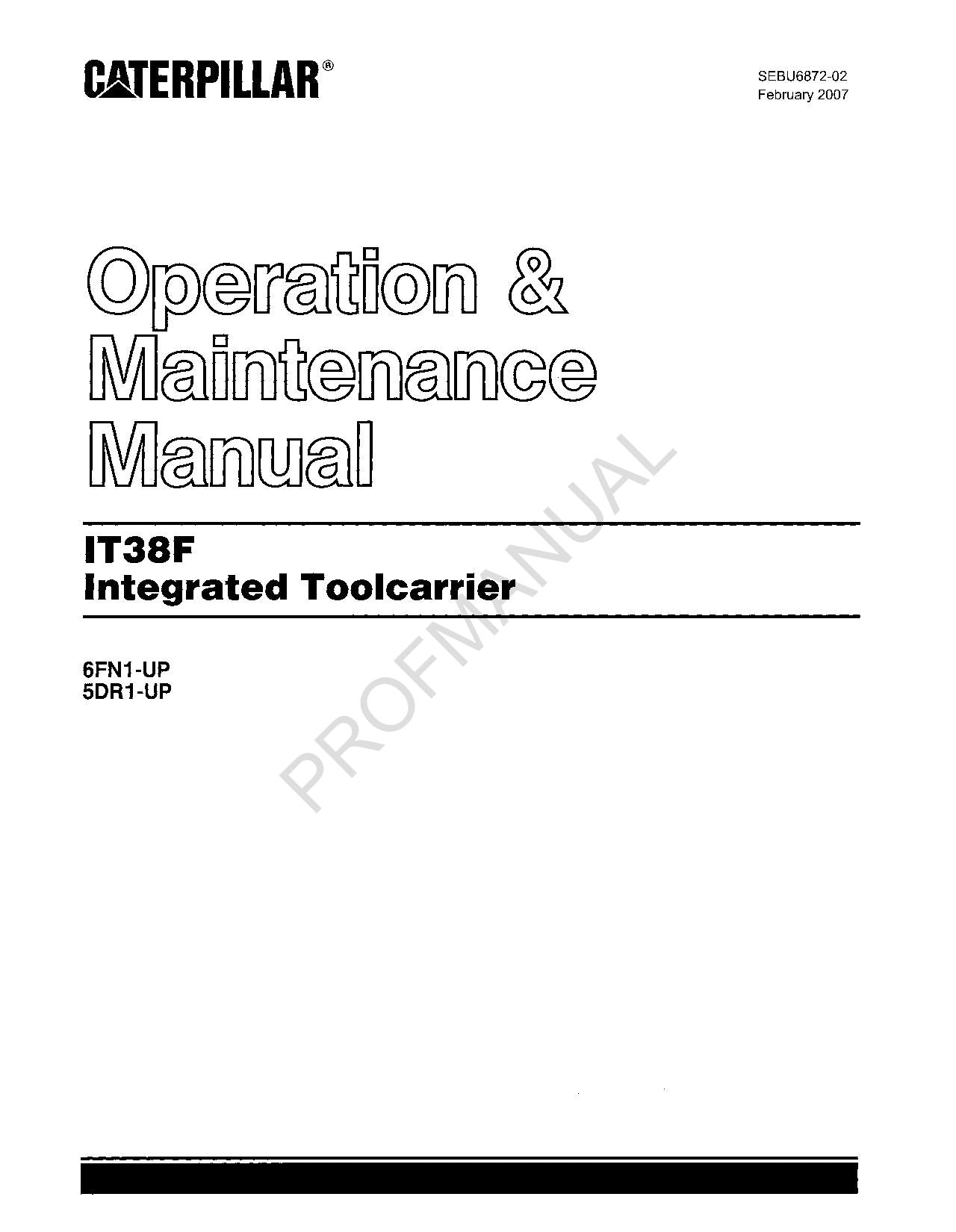 Manual de mantenimiento del operador del portaherramientas integrado Caterpillar IT38F