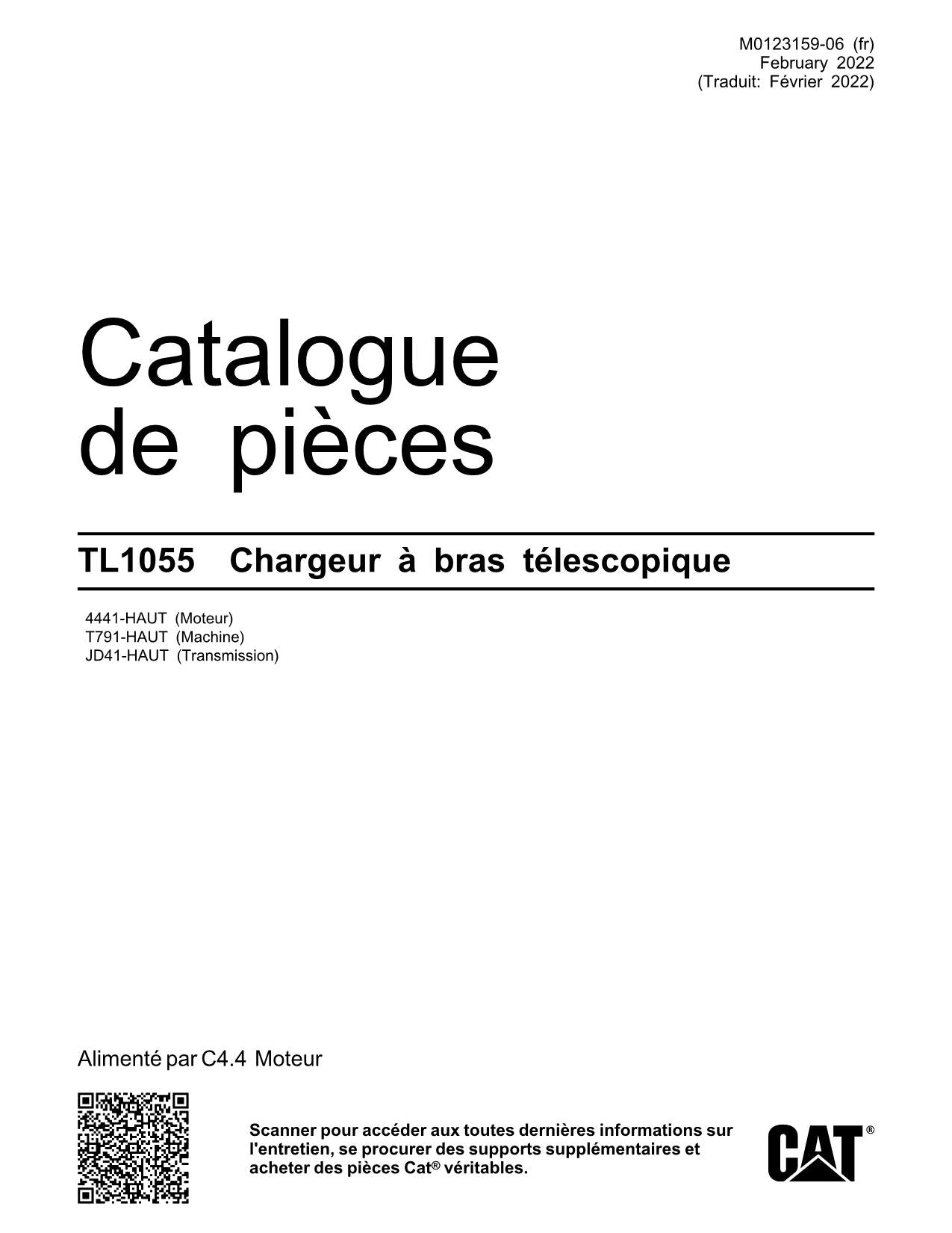 Caterpillar TL1055 Chargeur à bras télescopique Manuel de catalogue de pièces