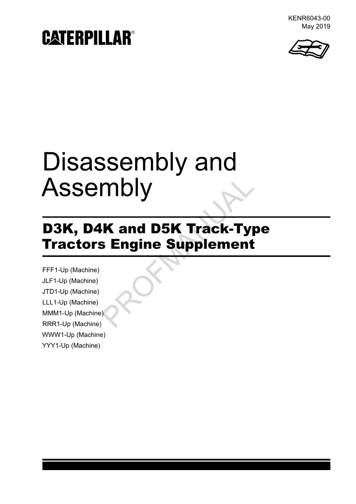 Caterpillar D3K D4K D5K Track Tractor Engine Suppl Manual Disassembly Assembly