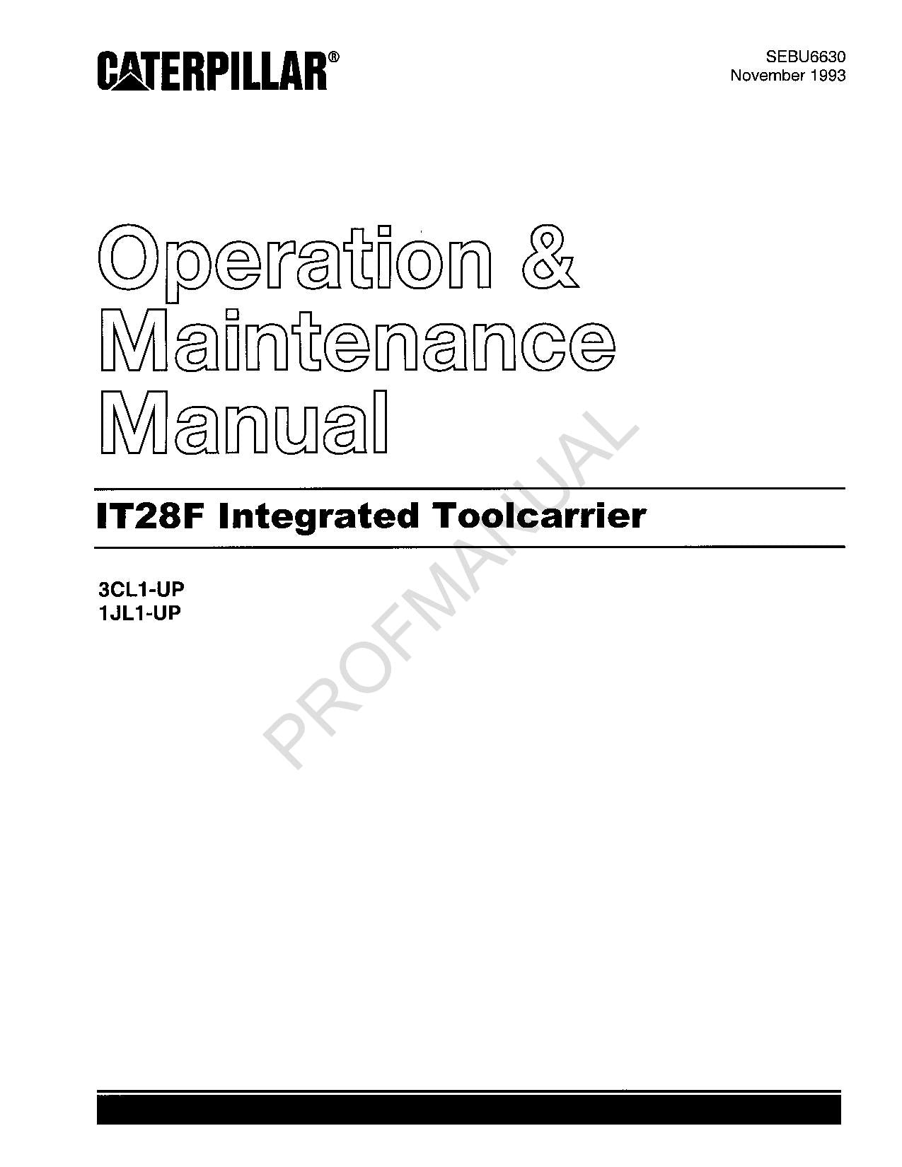 Manual de mantenimiento del operador del portaherramientas integrado Caterpillar IT28F