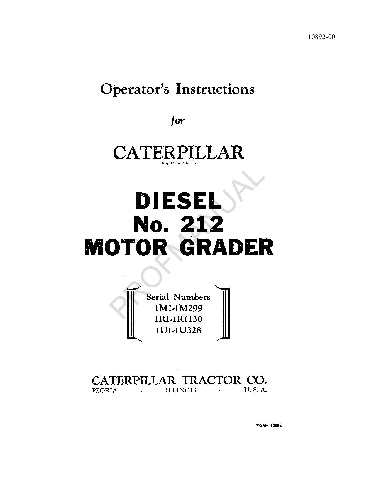Manual del operador de la motoniveladora Caterpillar Diesel 212 00010892ES-ES