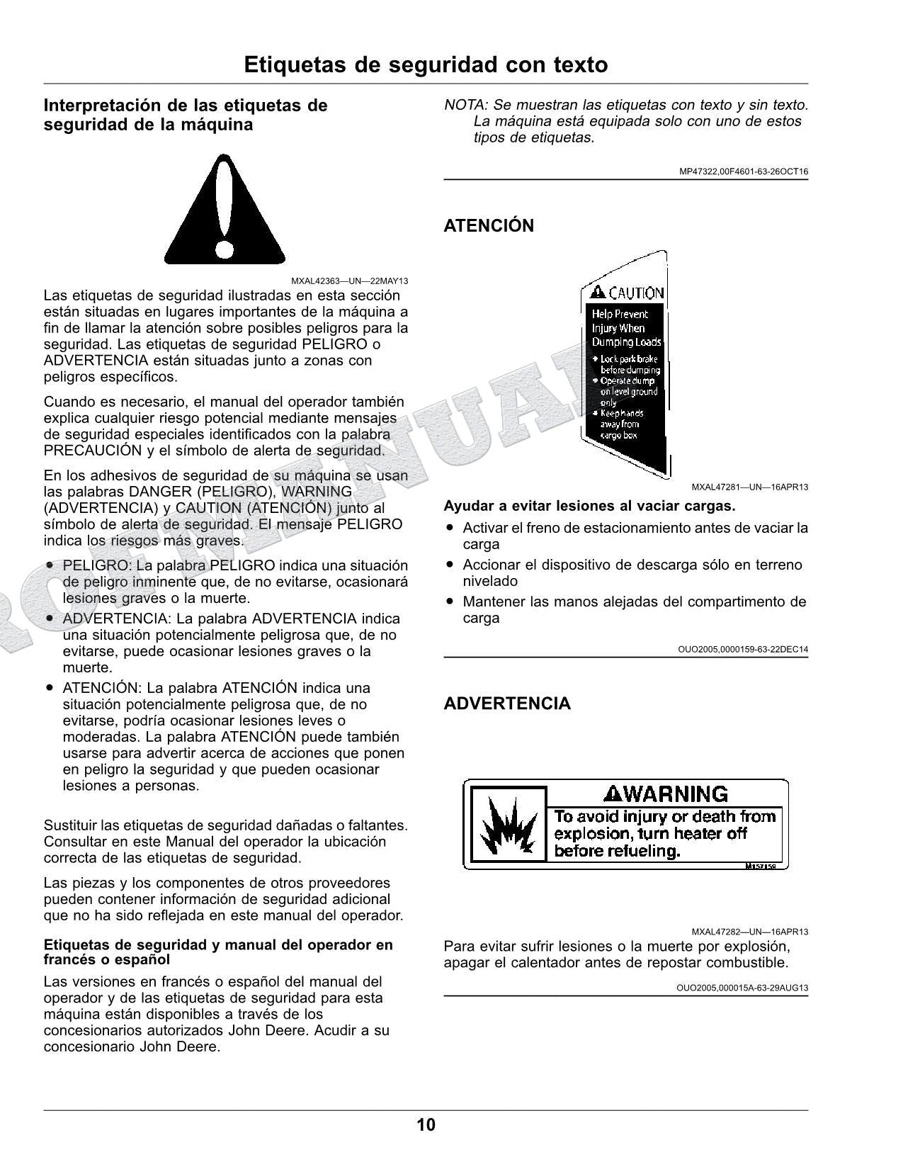 John Deere XUV560E XUV560E S4 cocodrilo Manual del Operador Español SN 010001-