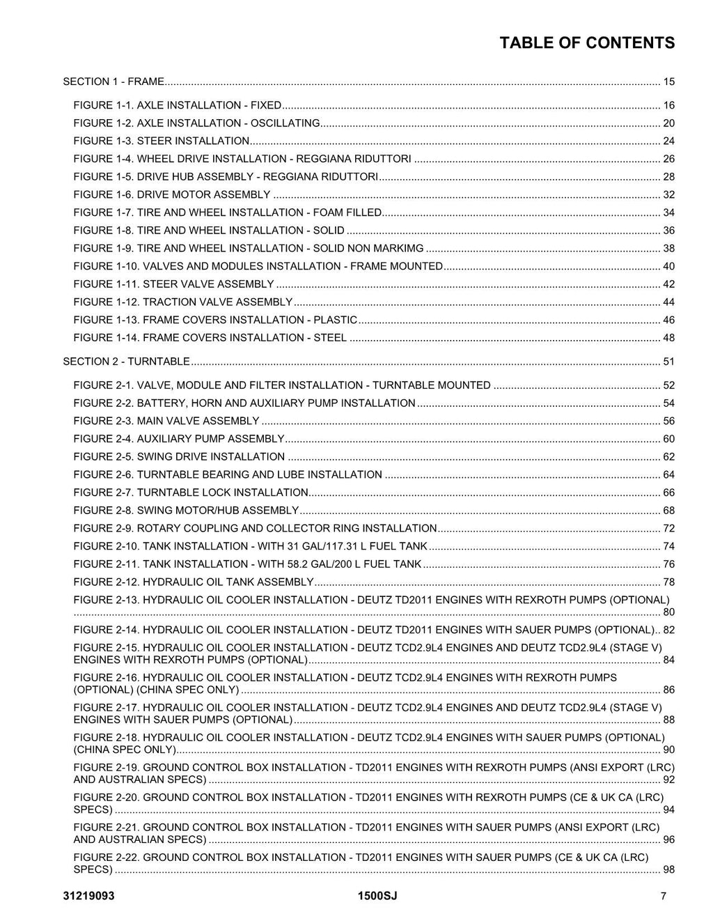 JLG 1500SJ Boom Lift  Parts Catalog Manual