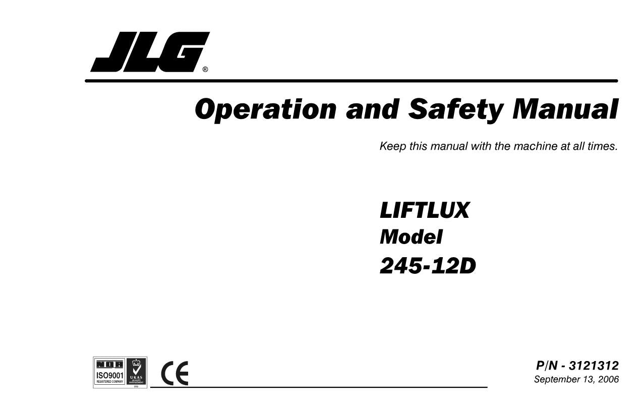 LIFTLUX 245-12 Scissor Lift Maintenance Operation Operators Manual