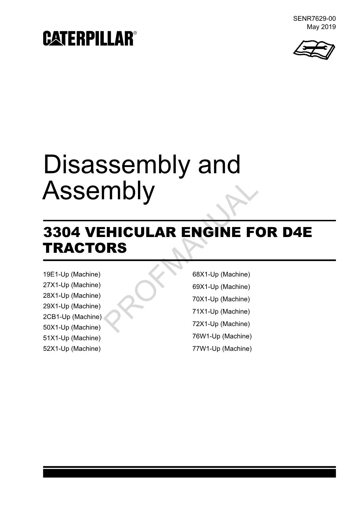 Manual de desmontaje y montaje del tractor Caterpillar CAT 3304 MOTOR VEHICULAR D4E