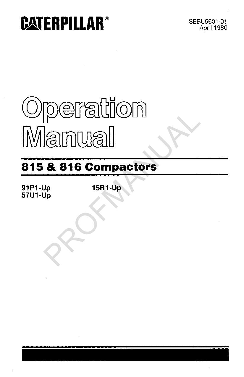 Manual de mantenimiento del operador del compactador Caterpillar 815 816
