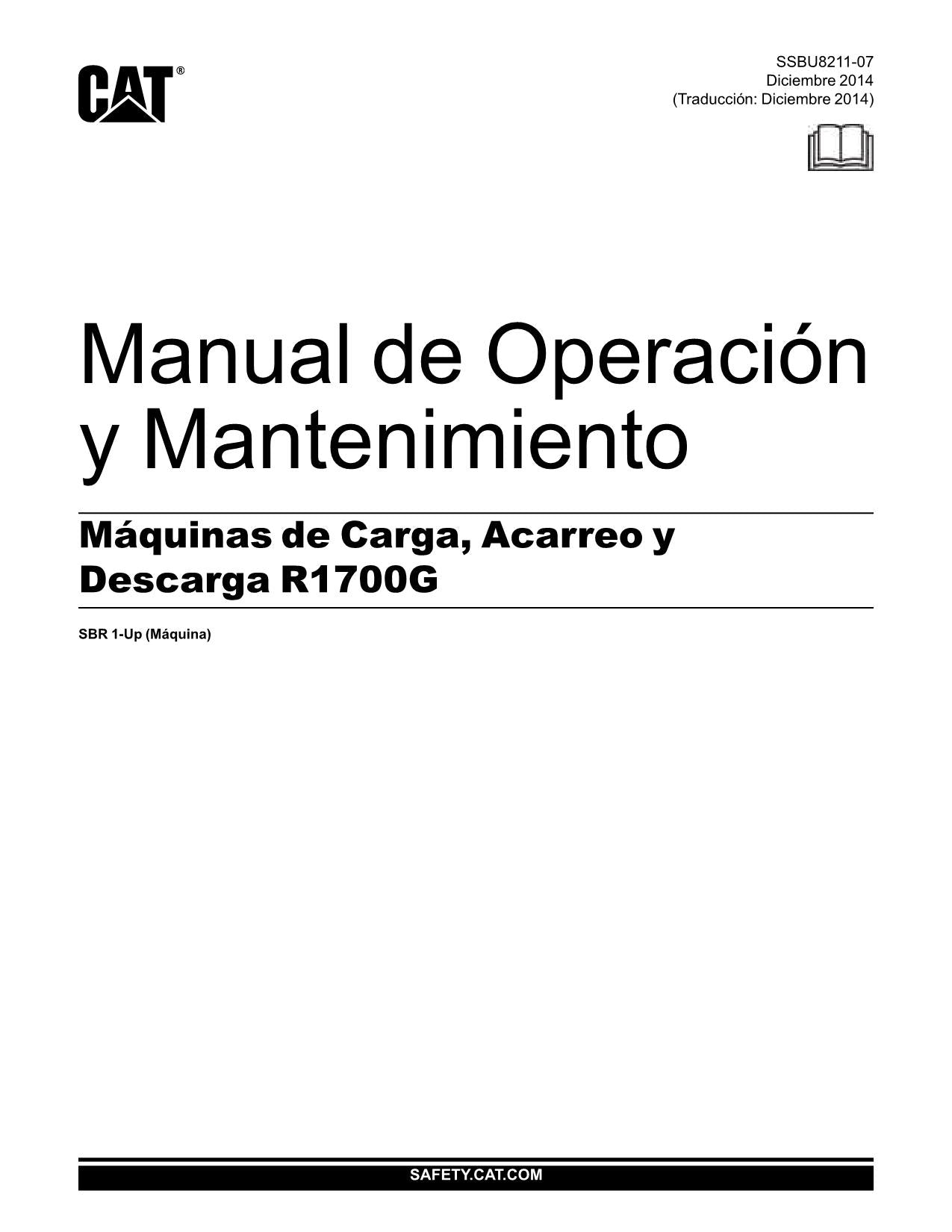 Caterpillar R1700G Maquinaria subterránea Manual de Operación SBR1-UP Español