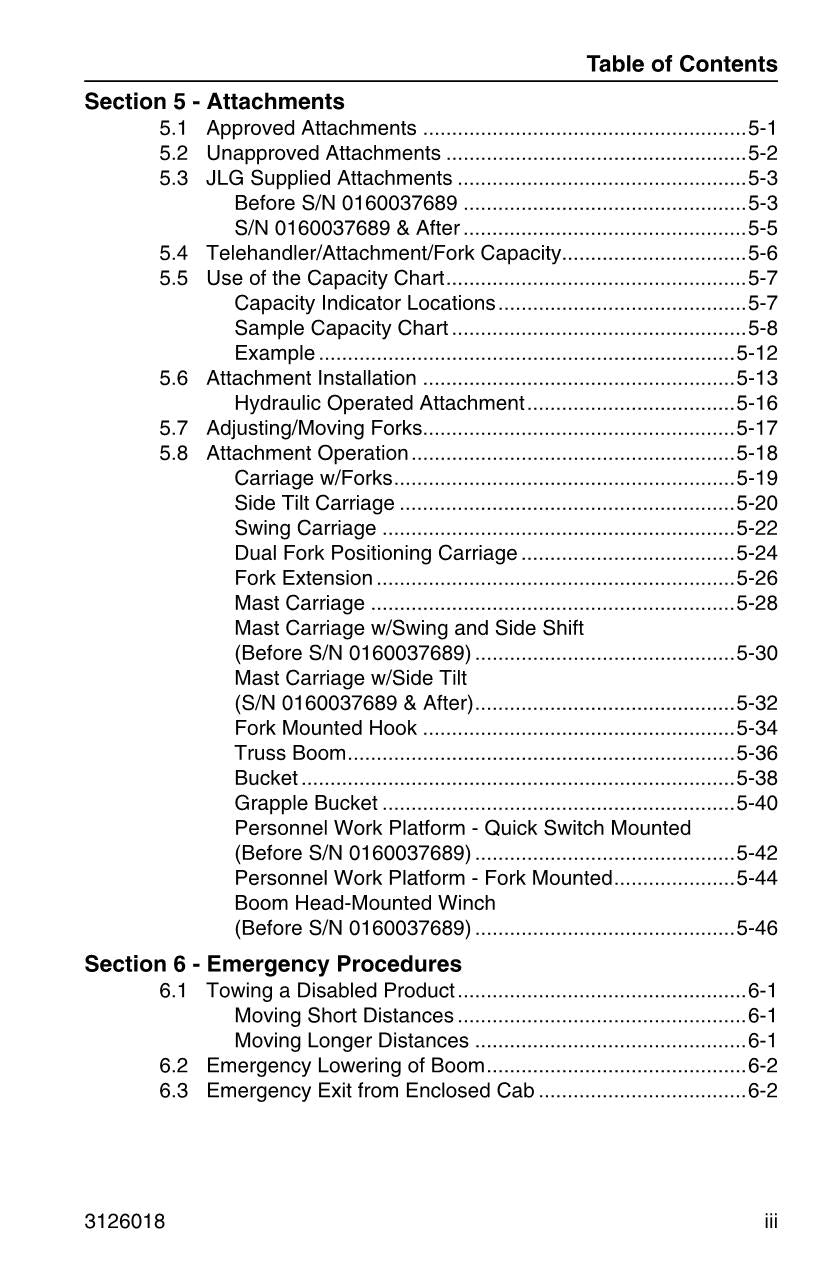 Manual del operador de mantenimiento y operación del manipulador telescópico JLG G10-55A G12-55A 3126018