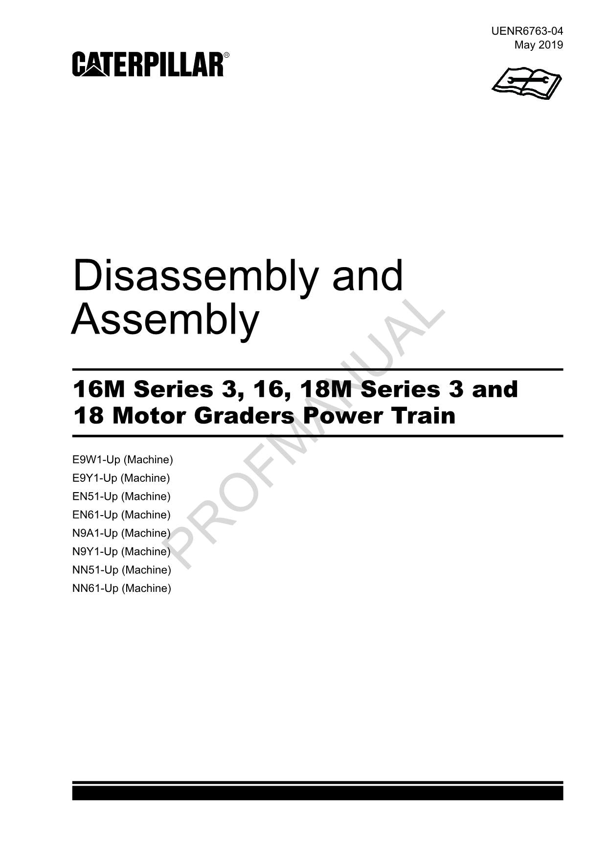 Manual de servicio de desmontaje y montaje del tren de potencia de la motoniveladora Caterpillar 16M Ser 3 16
