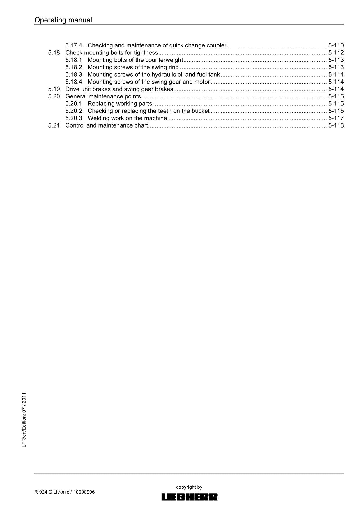 Liebherr R924 C Litronic Excavator Operators manual serial 31057