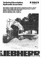 Liebherr R964 B Litronic Excavator Operators manual serial 5001