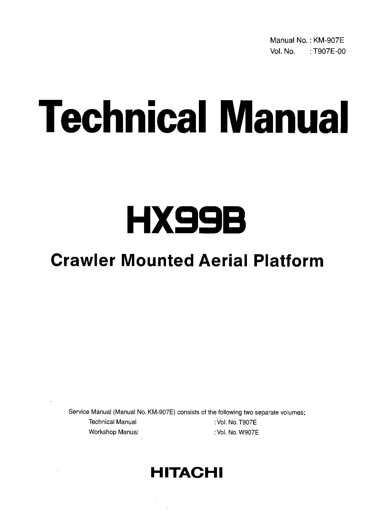 Hitachi HX99B Crawler Aerial Platform Test Troubleshooting Service Manual Schemes