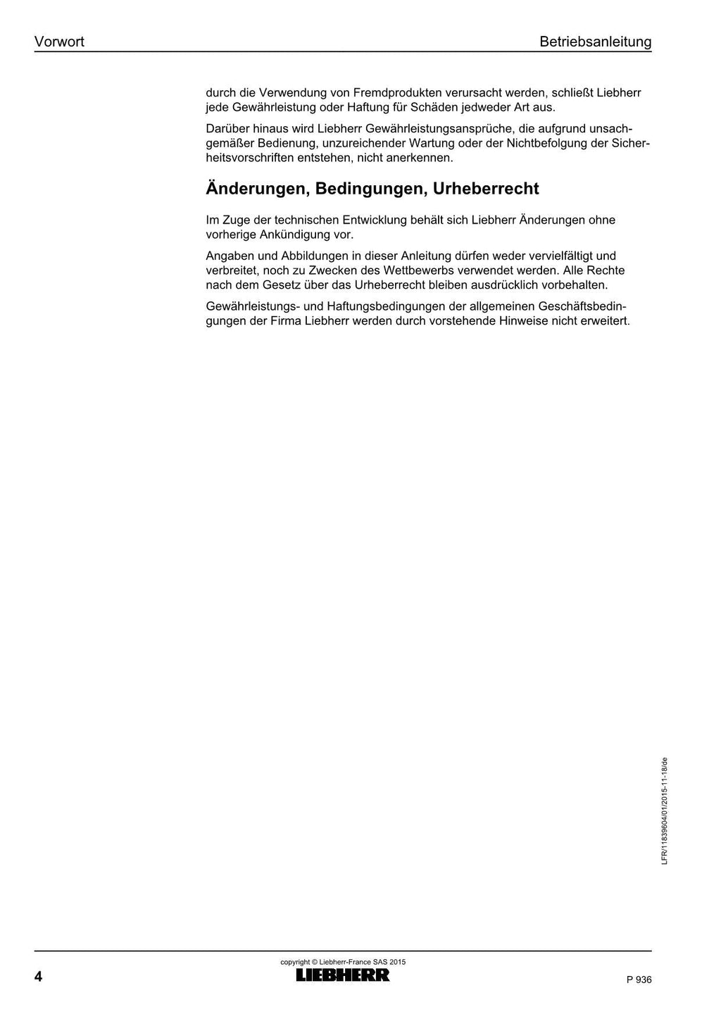 Liebherr P936 Hydraulikbagger Betriebsanleitung