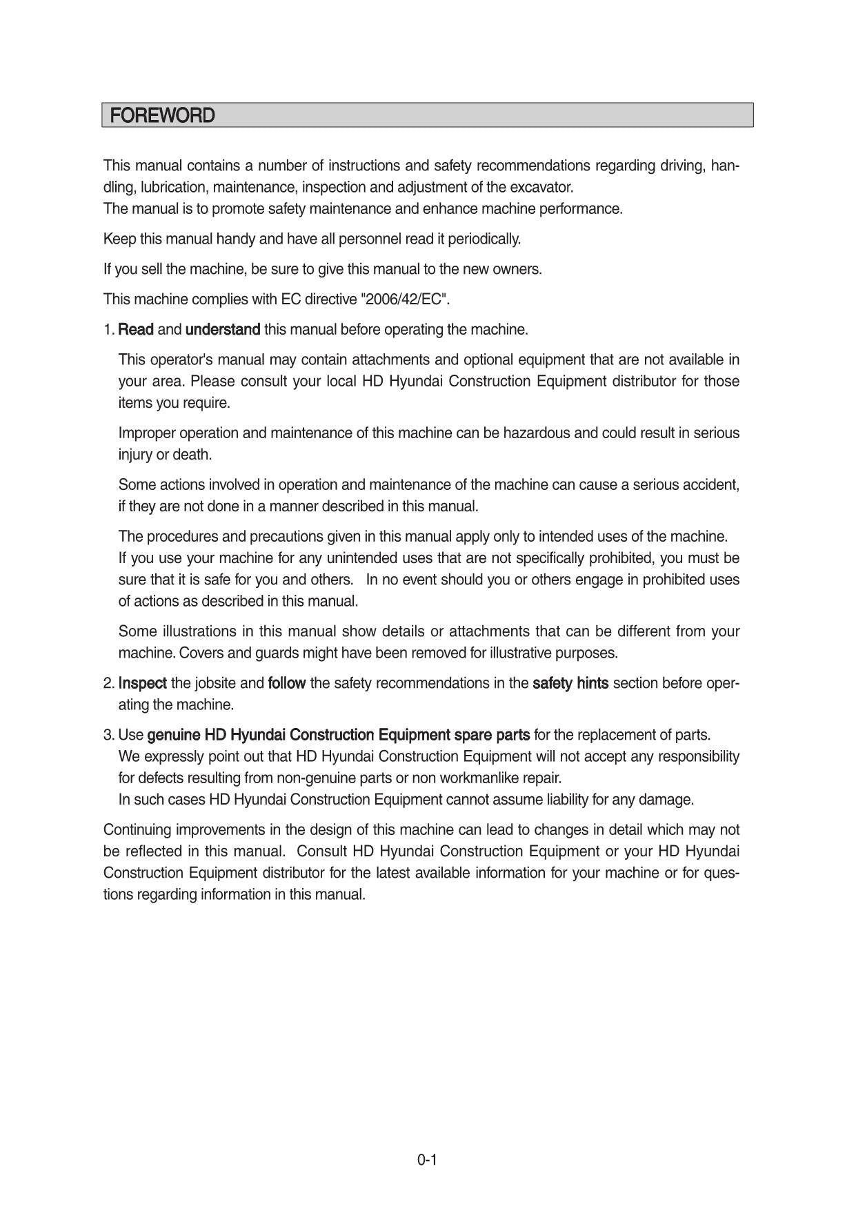 Hyundai HX235 LCR CRAWLER EXCAVATOR Operators Maintenance Manual