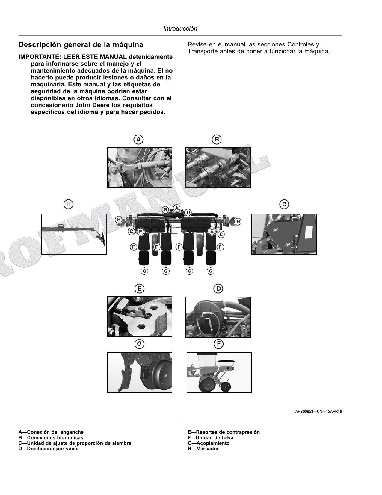 John Deere 1035 jardinera Manual del Operador Español