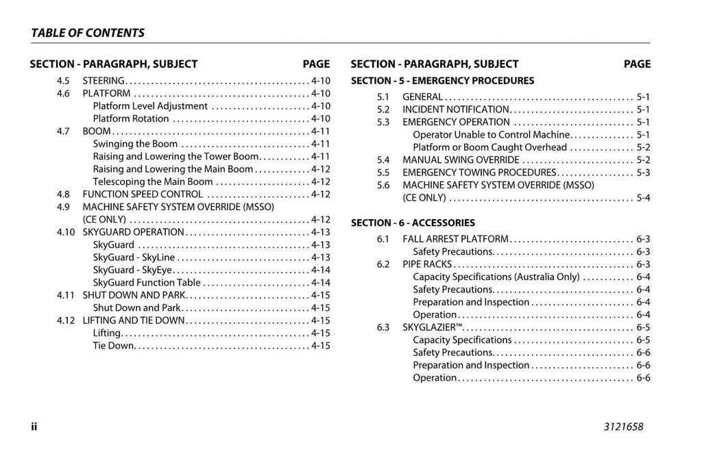JLG 450A 450AJ Boom Lift Maintenance Operation Operators Manual 3121658
