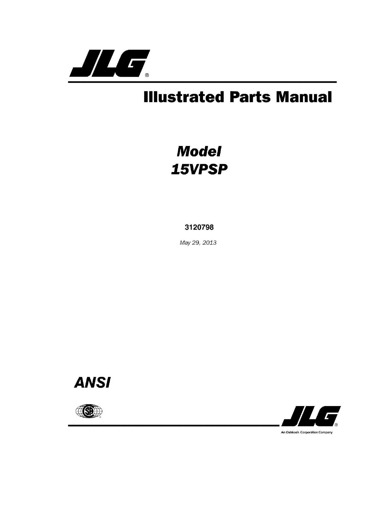 Manual del catálogo de piezas del mástil vertical JLG 15VPSP 3120798