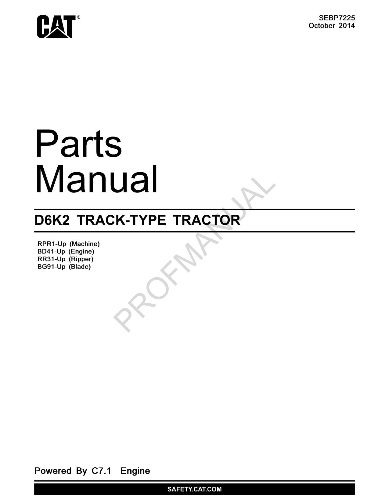 Catálogo de piezas del tractor de cadenas Caterpillar D6K2 Manual SEBP7225