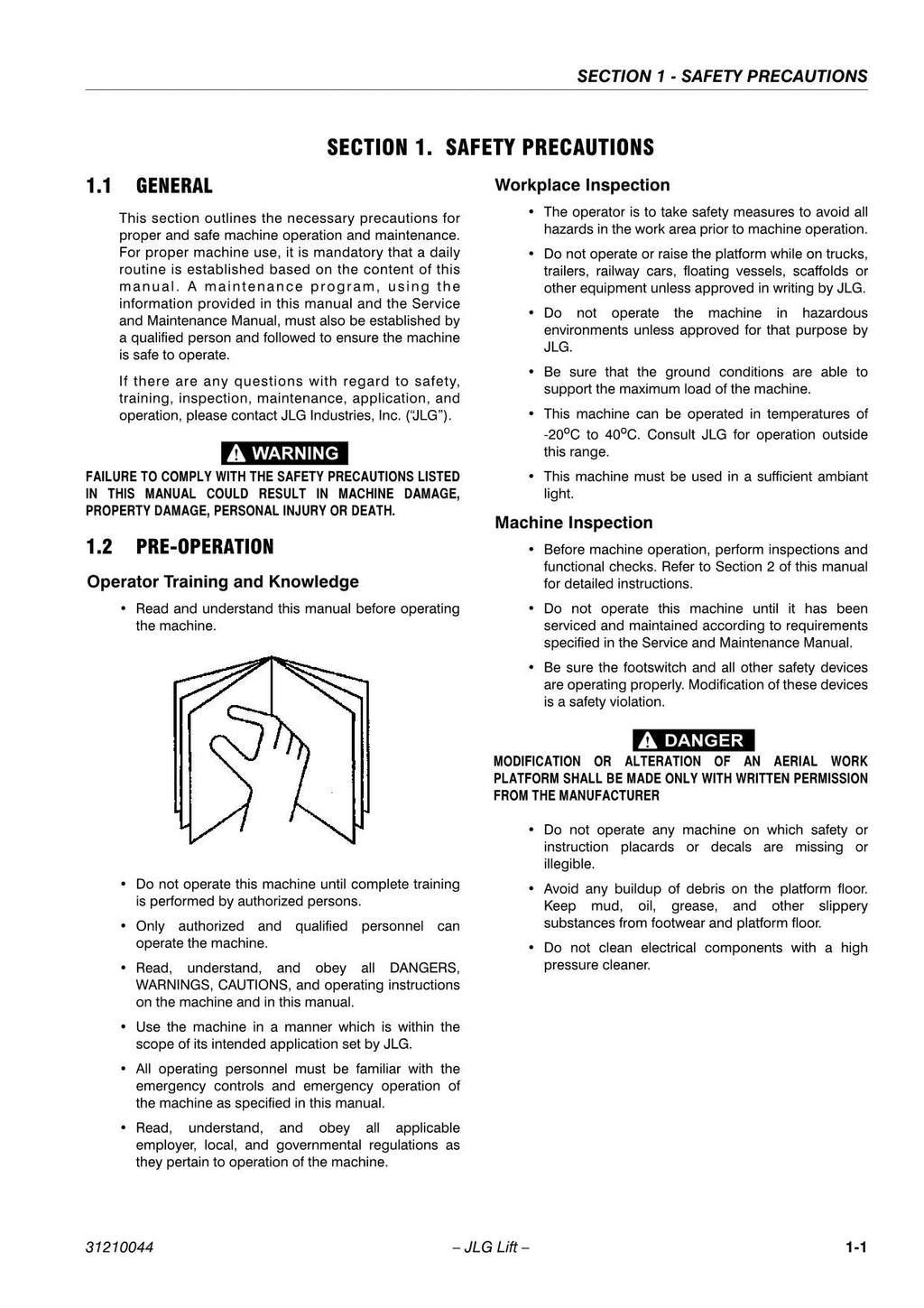 TOUCAN 861 Vertical Lift Maintenance Operation Operators Manual