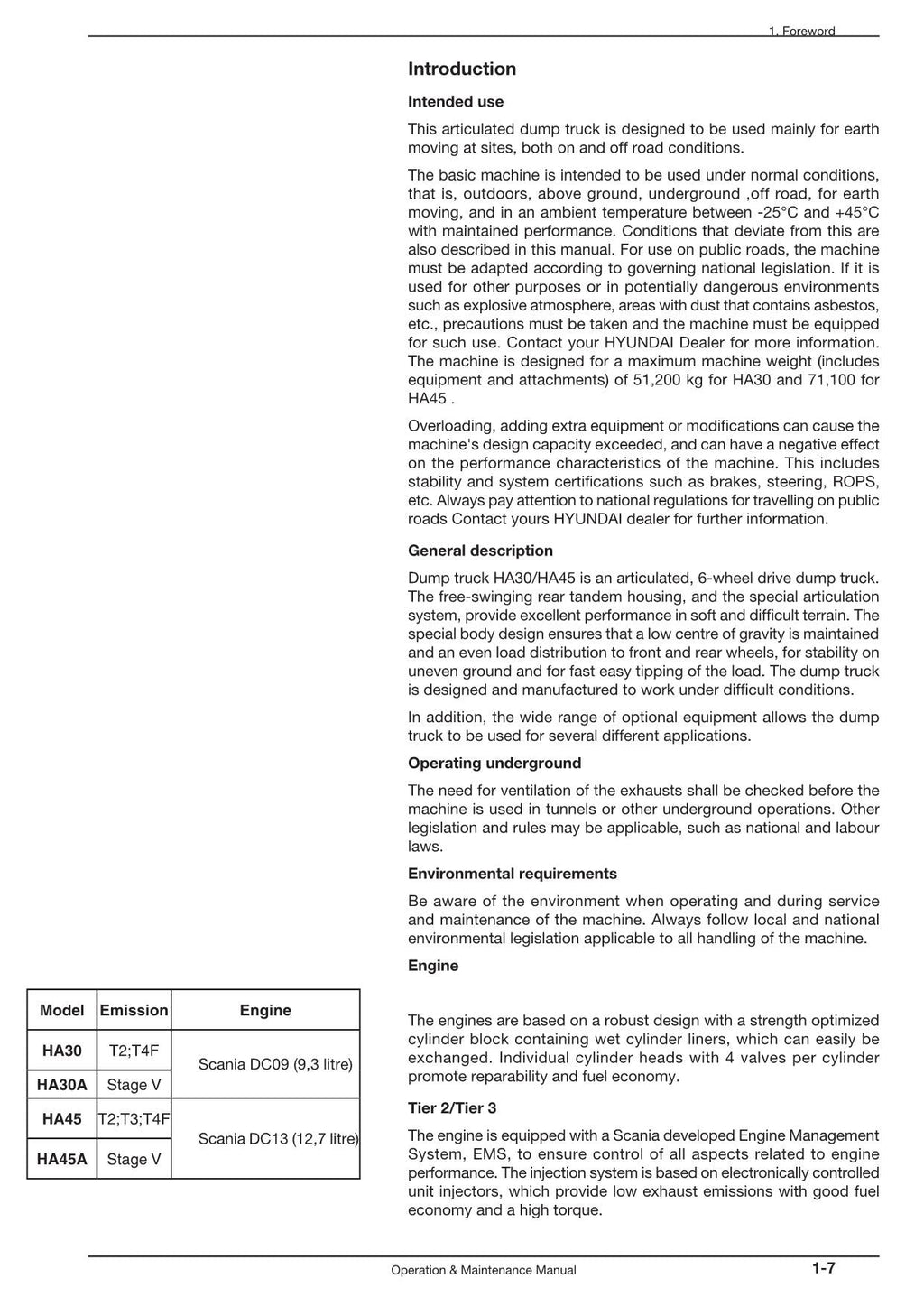 Hyundai HA30 HA30A HA45 HA45A DUMP TRUCKS Operators Maintenance Manual