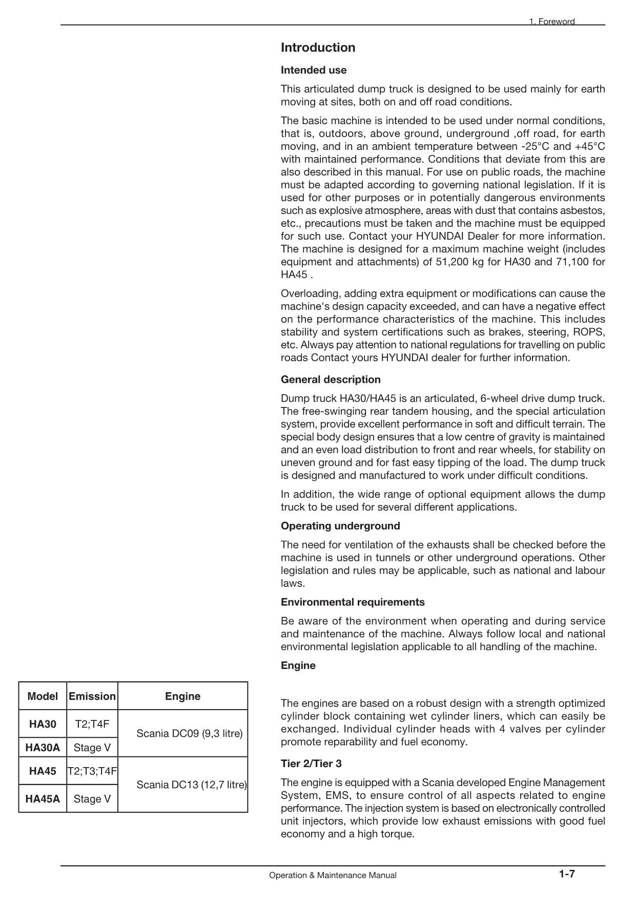 Hyundai HA30 HA30A HA45 HA45A DUMP TRUCKS Operators Maintenance Manual