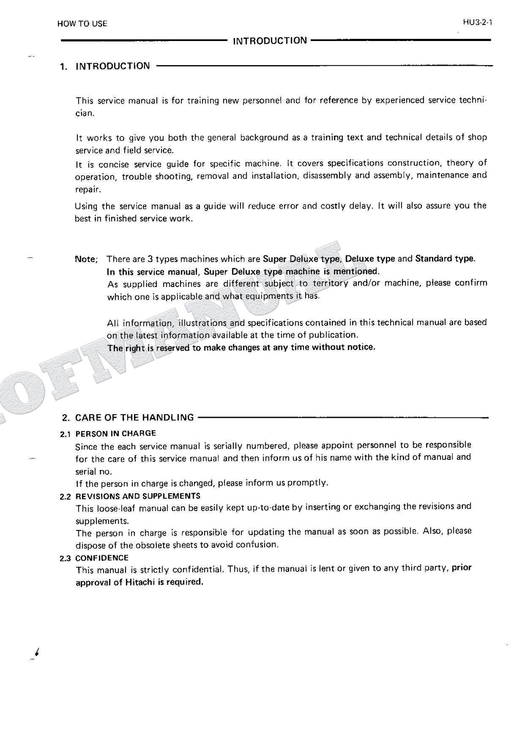 HITACHI EX220 Hudraulic Excavator Service Manual