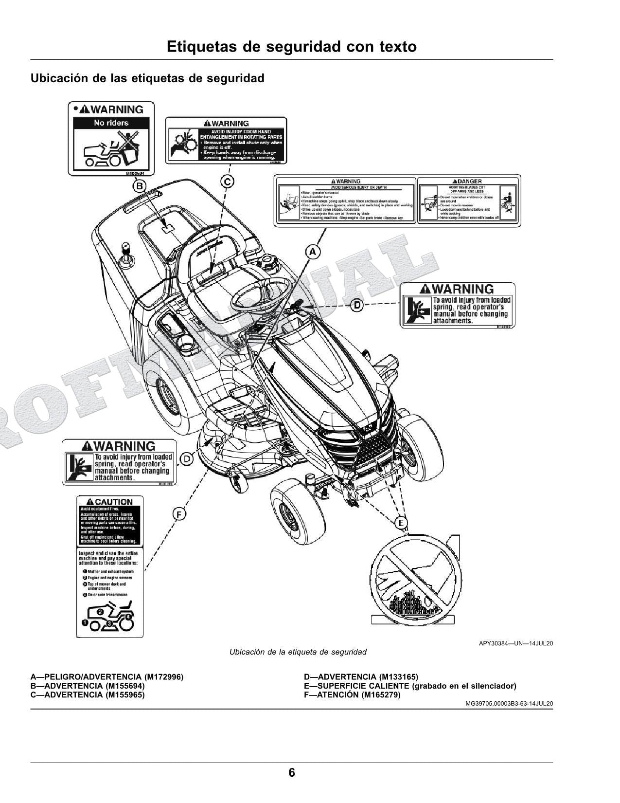 John Deere X350R Tractor Manual del Operador Español SN 150001-