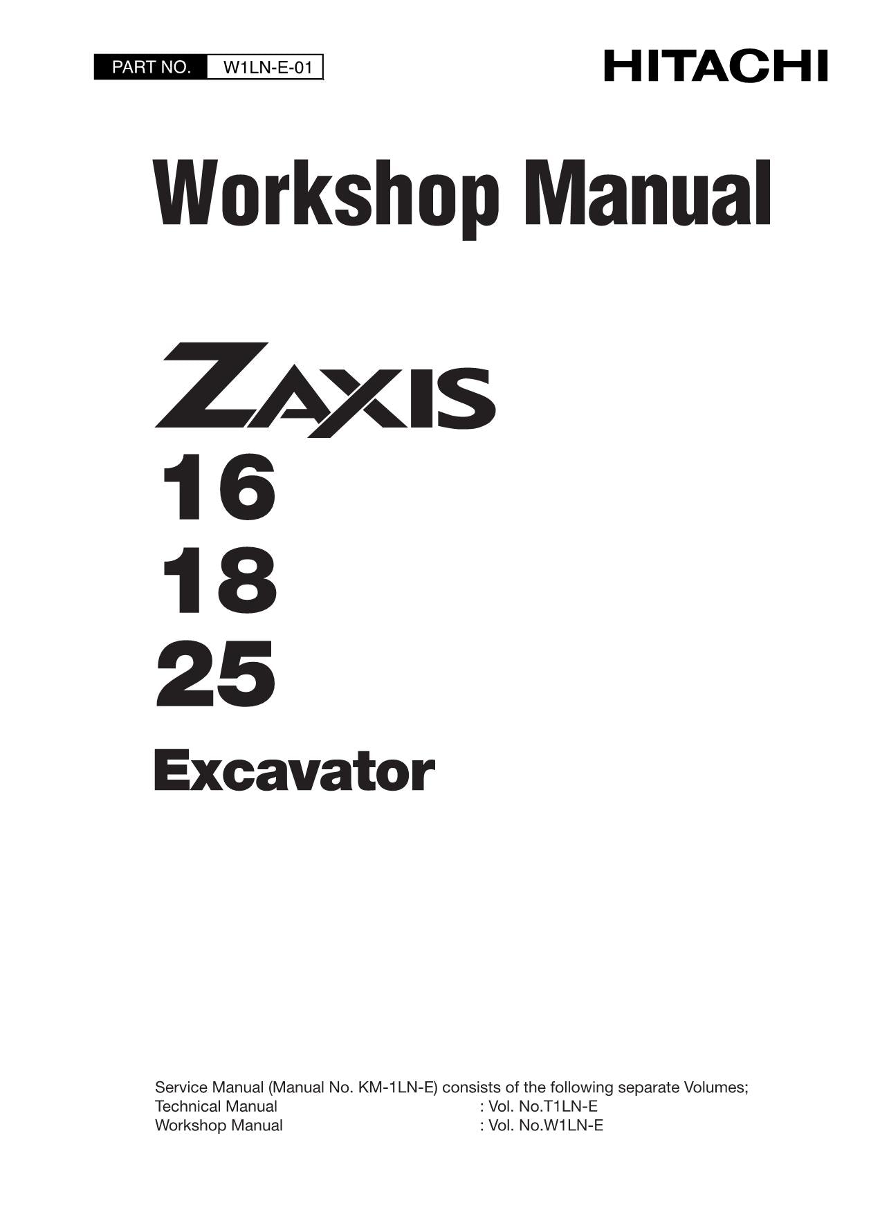 Manual de servicio y reparación de excavadoras Hitachi ZX16 ZX18 ZX25