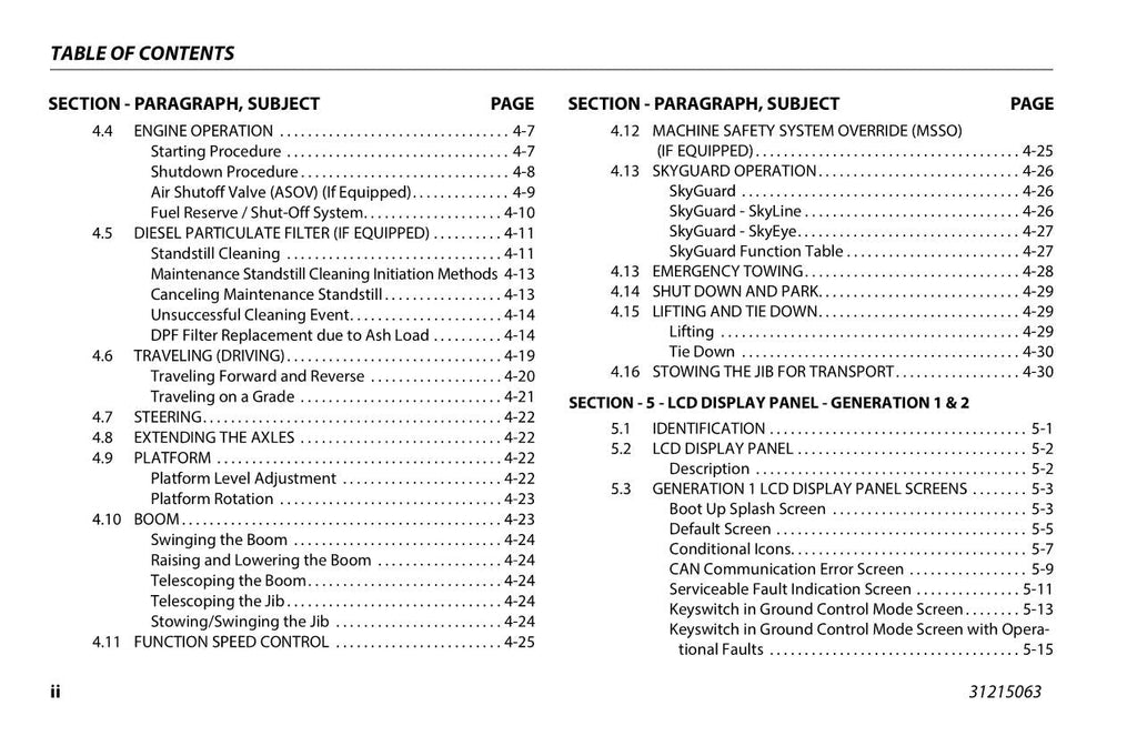 JLG 1500SJ Boom Lift Maintenance Operation Operators Manual 31215063