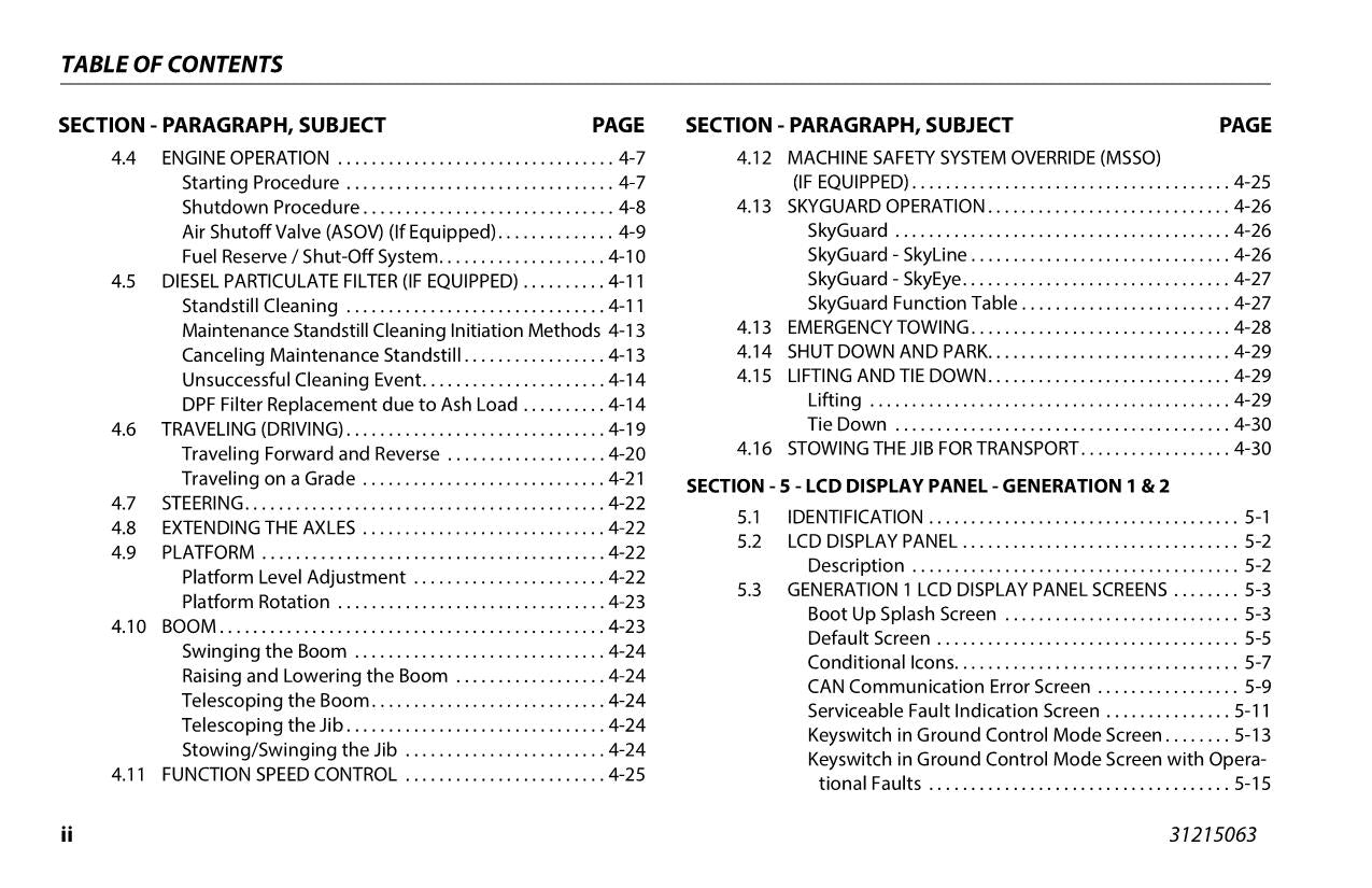 JLG 1500SJ Boom Lift Maintenance Operation Operators Manual 31215063