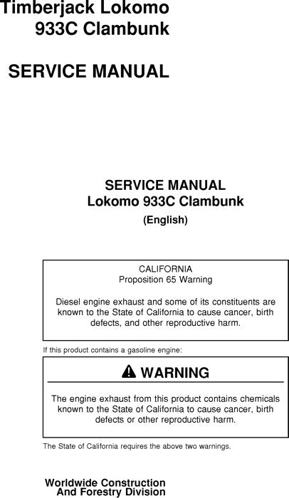 MANUAL TÉCNICO DE REPARACIÓN Y SERVICIO DE CLAMBUNK JOHN DEERE 933C 933C000