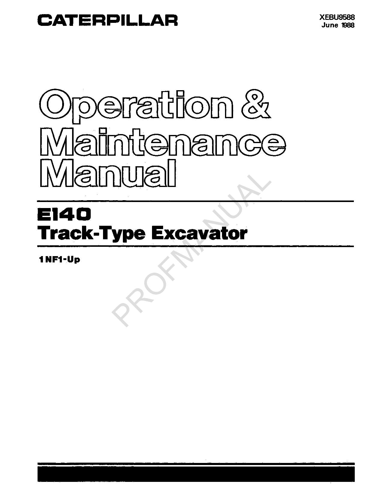 Manual de mantenimiento del operador de la excavadora de cadenas Caterpillar E140 serie 1NF1-Up