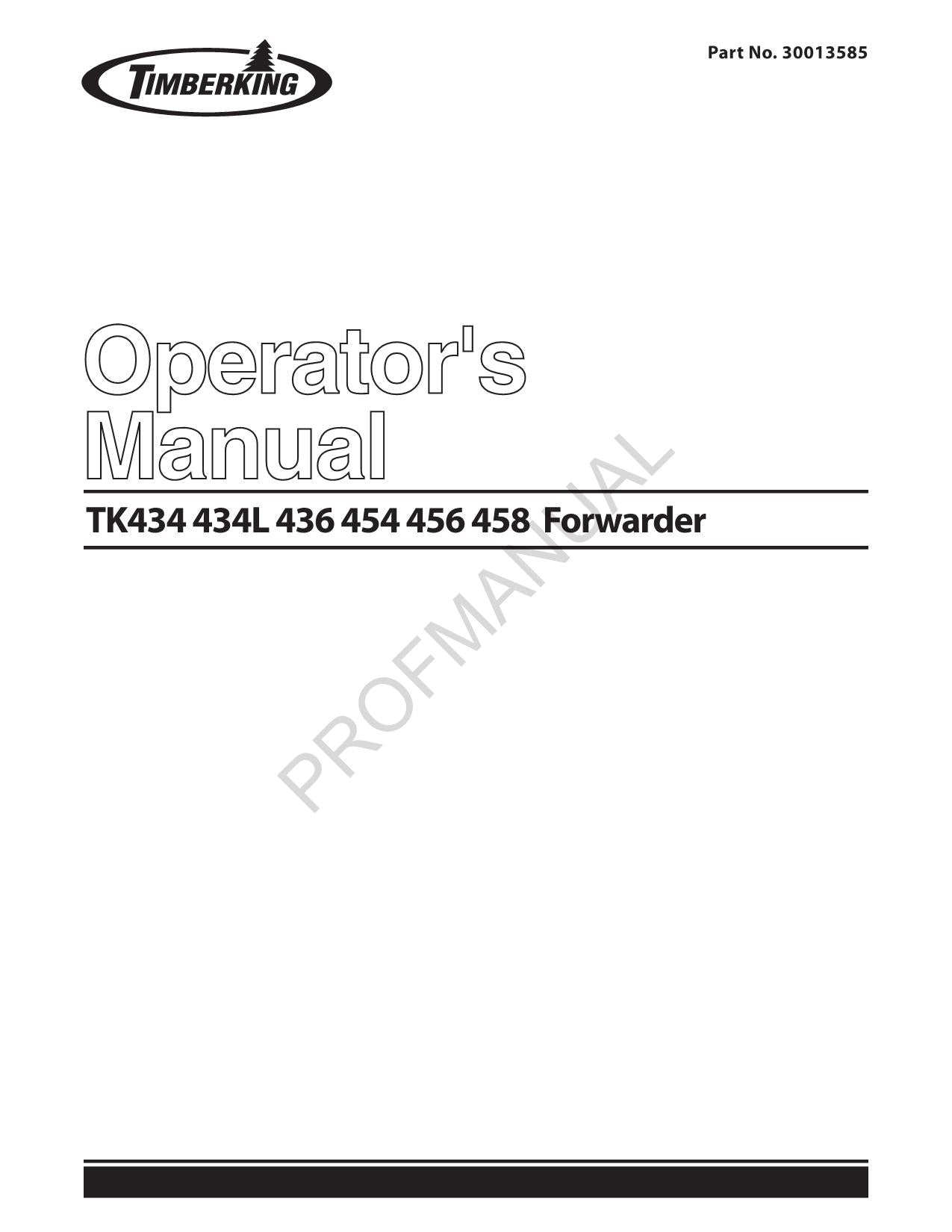 Caterpillar Cat TK454 TK456 TK458 Forwarder OPERATORS MAINTENANCE MANUAL