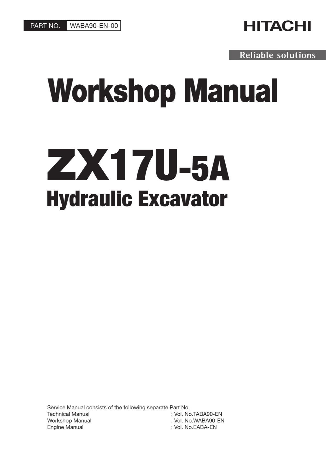 Manual de servicio y reparación de la excavadora Hitachi ZX17U-5A