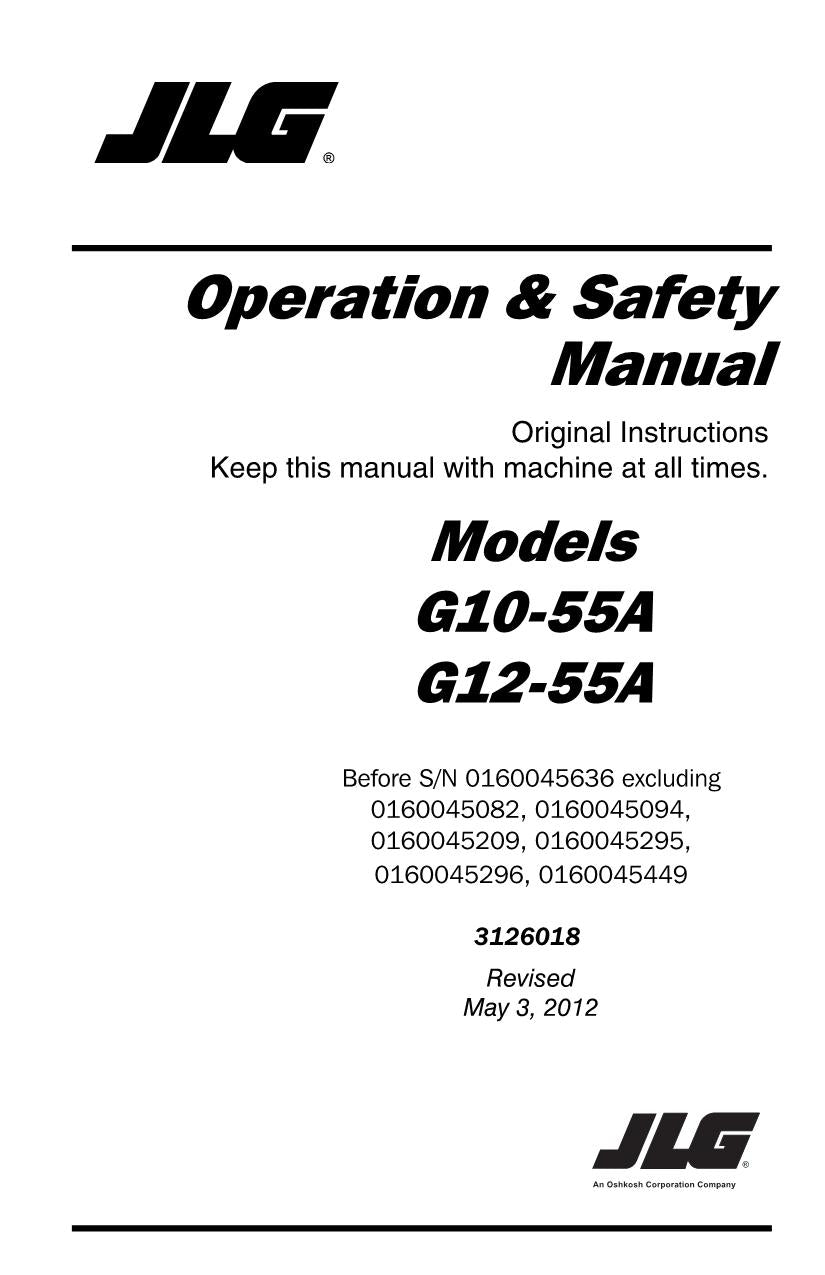 Manual del operador de mantenimiento y operación del manipulador telescópico JLG G10-55A G12-55A 3126018