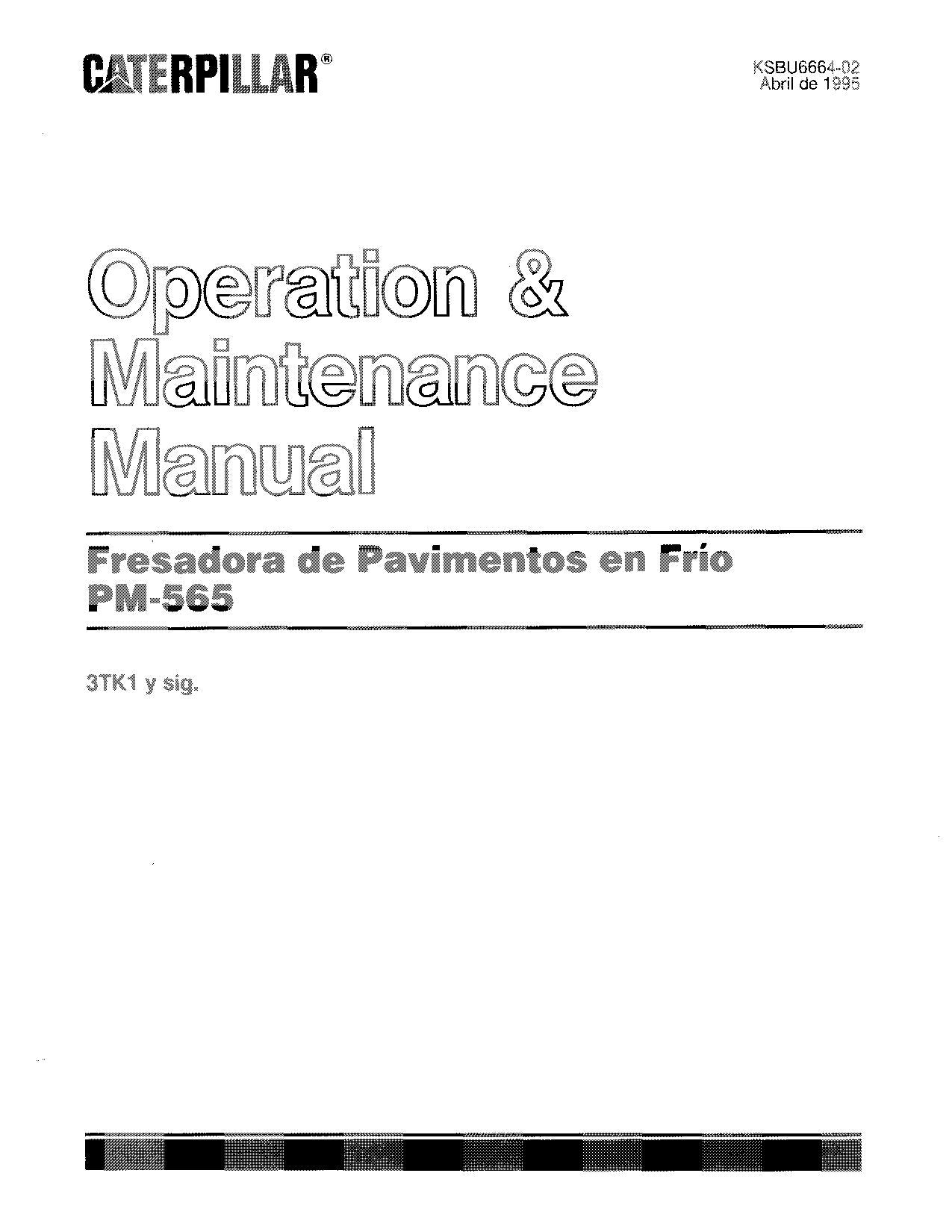 Caterpillar PM 565 Perfiladora de pavimento en frío Manual de Operación Español