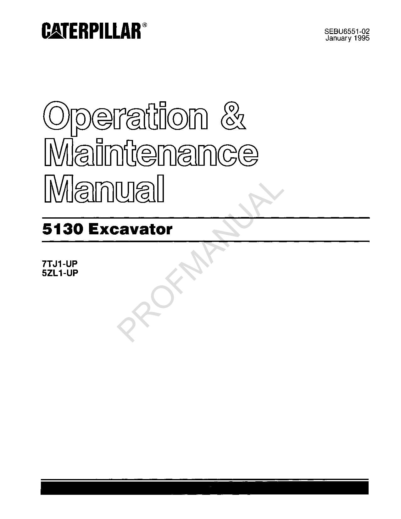 Manual de mantenimiento del operador de la excavadora Caterpillar 5130