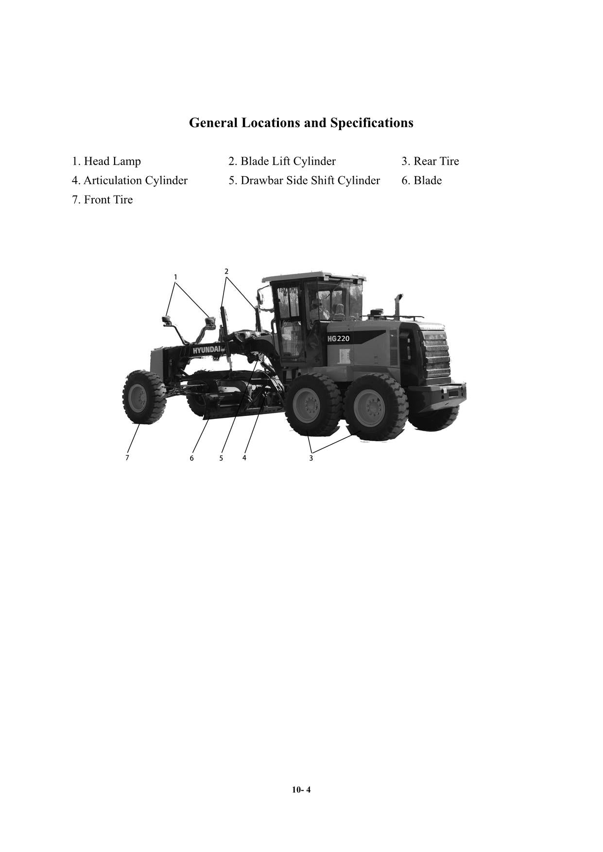 Hyundai HG220 MOTOR GRADER Operators Maintenance Manual