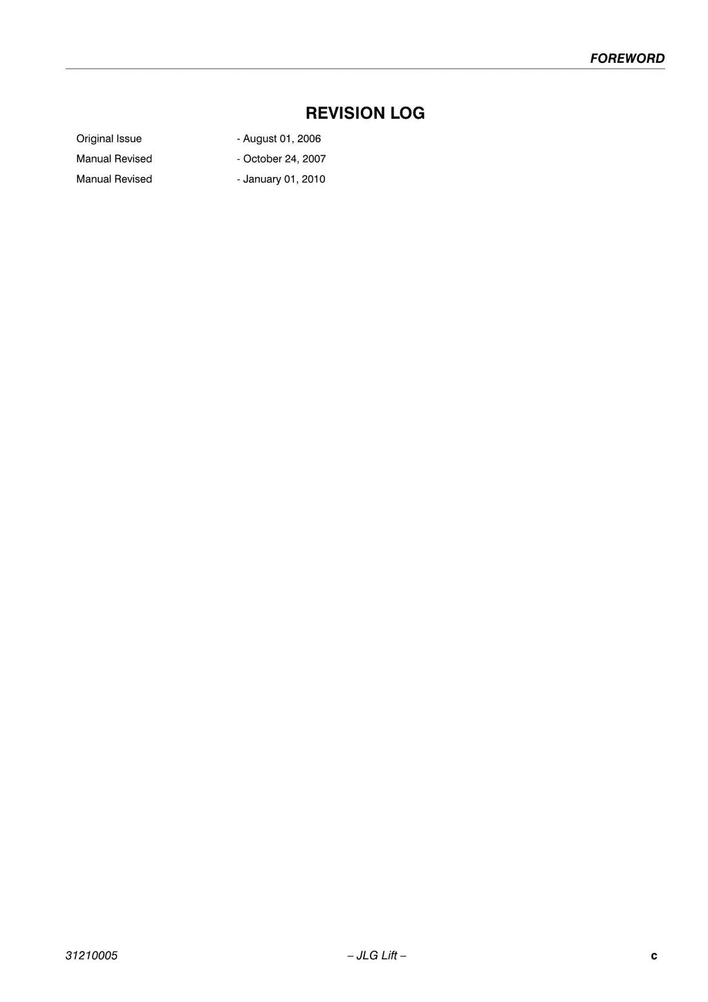 TOUCAN 1010 1010I Vertical Lift Maintenance Operation Operators Manual