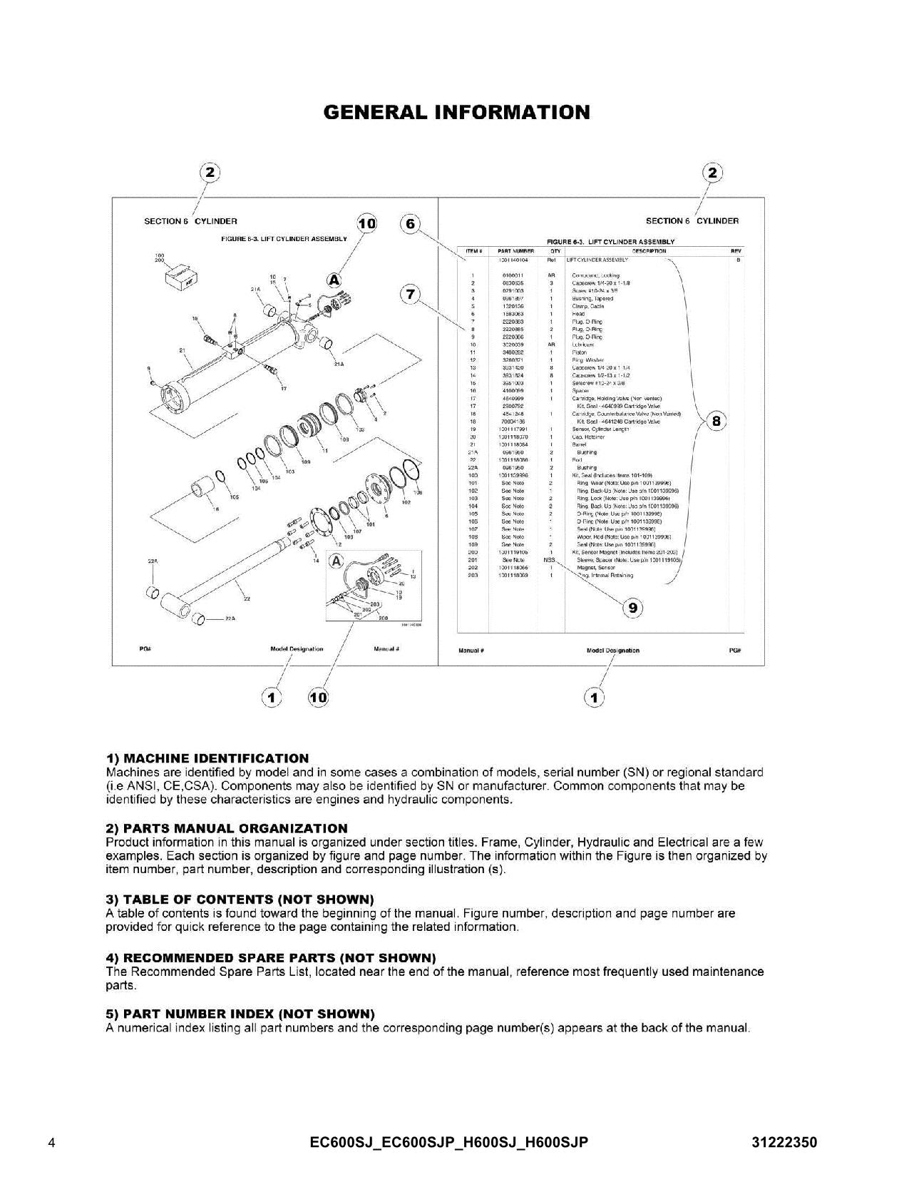 Manual del catálogo de piezas de plataformas elevadoras JLG EC600SJ EC600SJP H600SJ H600SJP