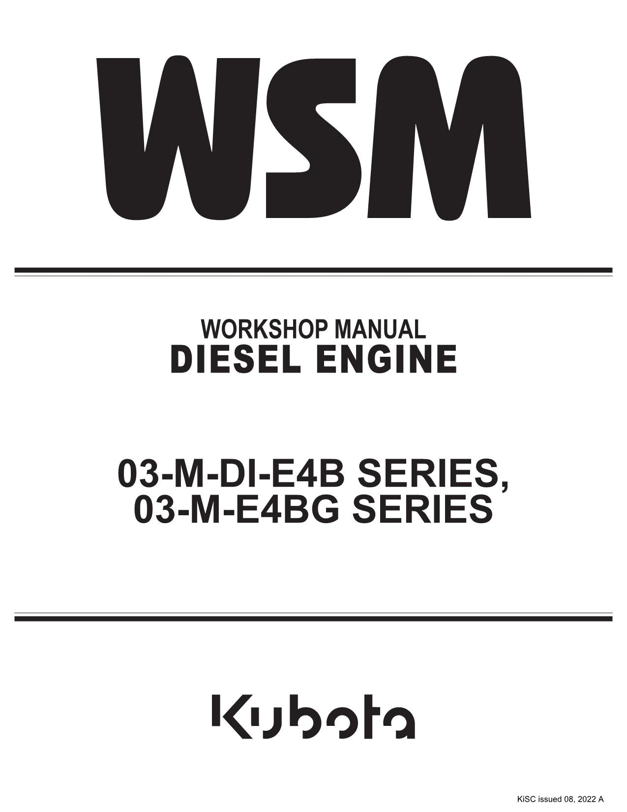 Hyundai KUBOTA D1703-M-DI-E4 Workshop ENGINE Hardcover Repair Service Manual
