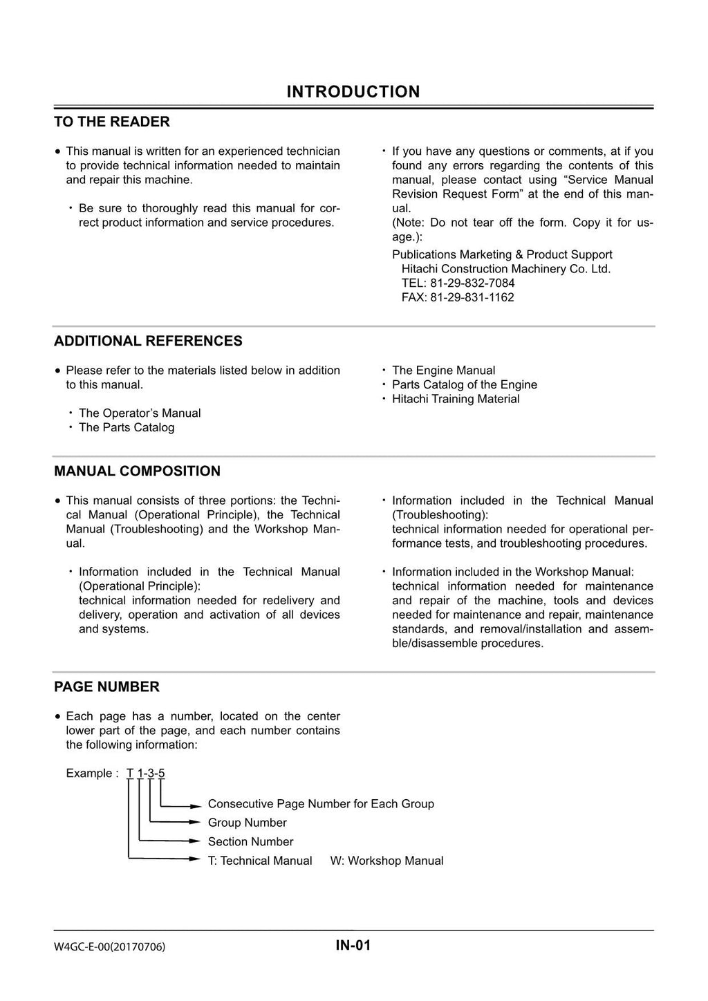 Hitachi ZW220 ZW250 Standard Specification Wheel Loader Workshop Manual