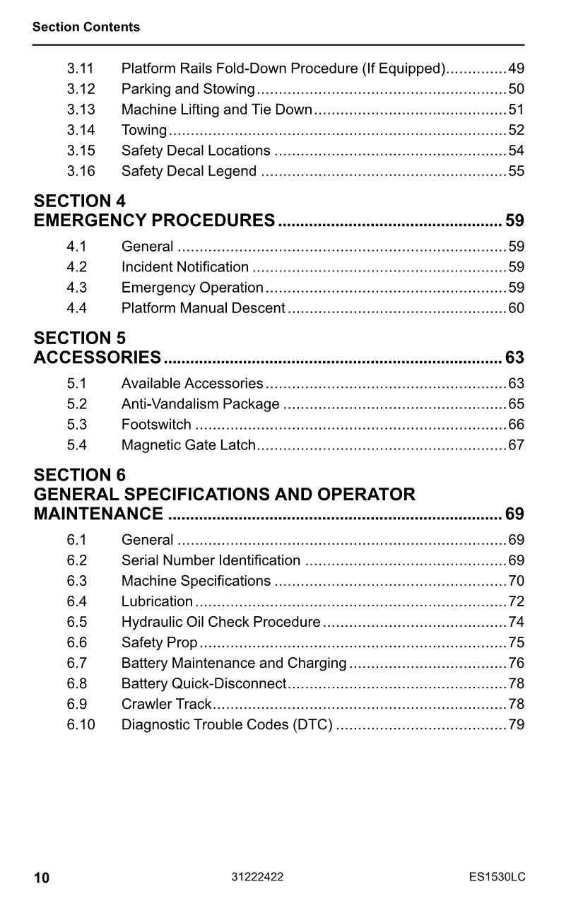 Manual del operador de mantenimiento y operación del elevador de tijera JLG ES1530LC 31222422
